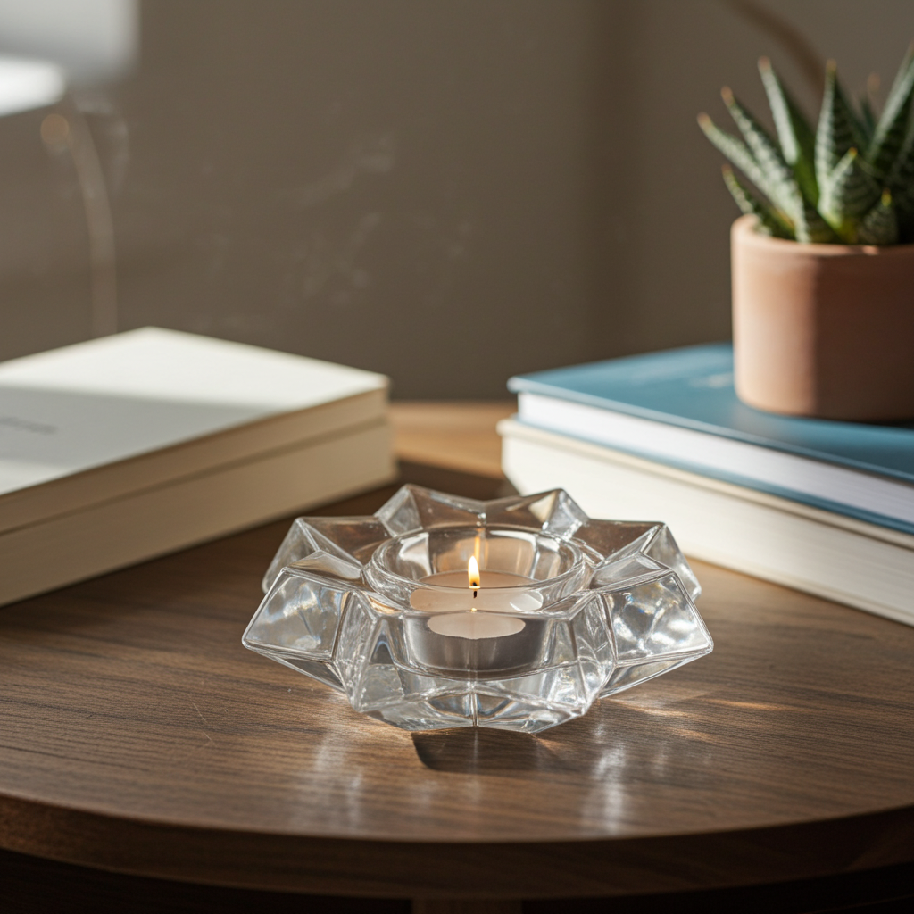 Bougeoir en Verre Étoilé — Élégance Cristalline