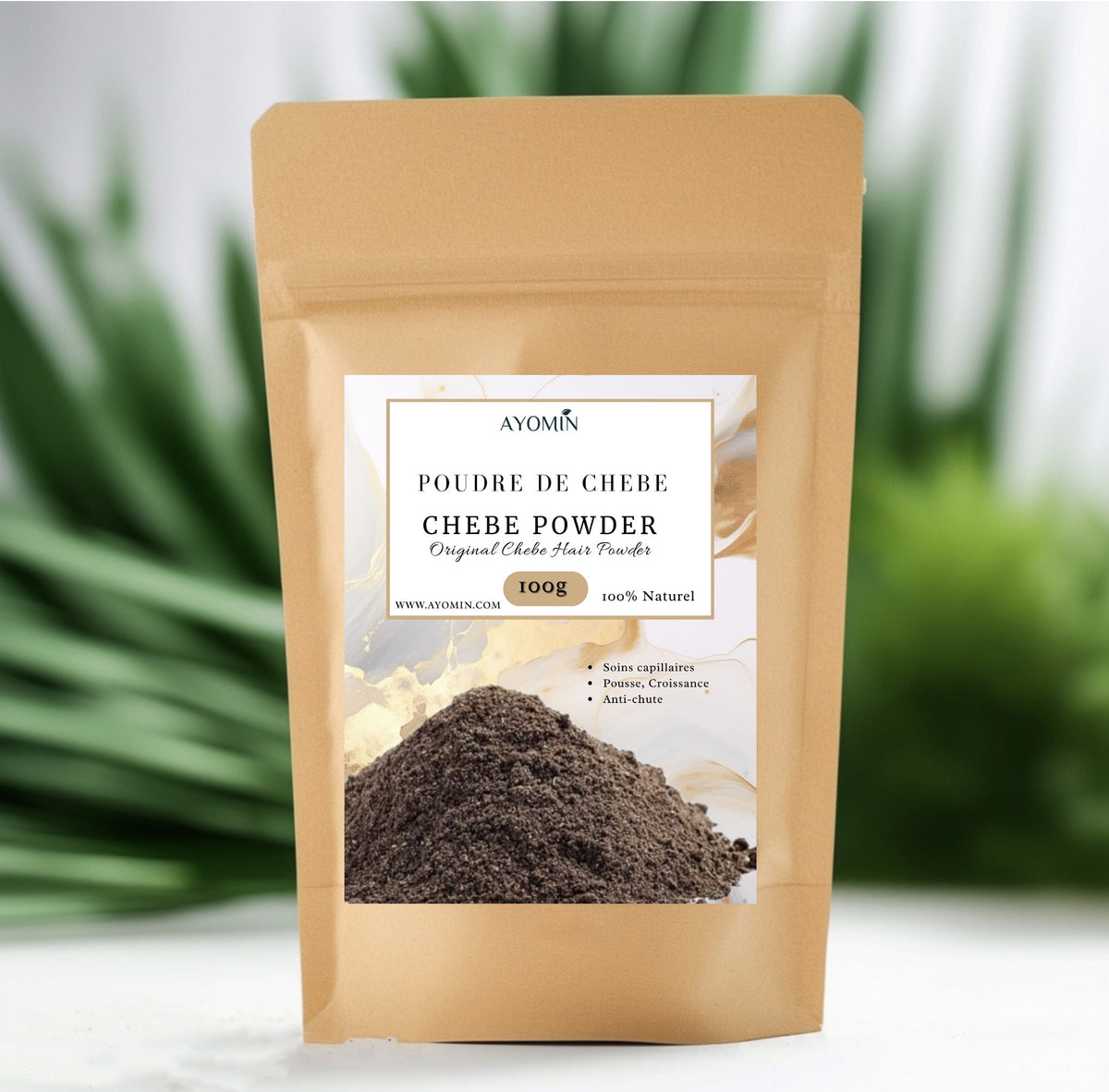 Poudre de Chébé Pemium- 100% Naturel - Authentique - 100g - Stimulation de la croissance des cheveux - Prévention de la casse et des pointes fourchues - Nourrit et fait briller les cheveux