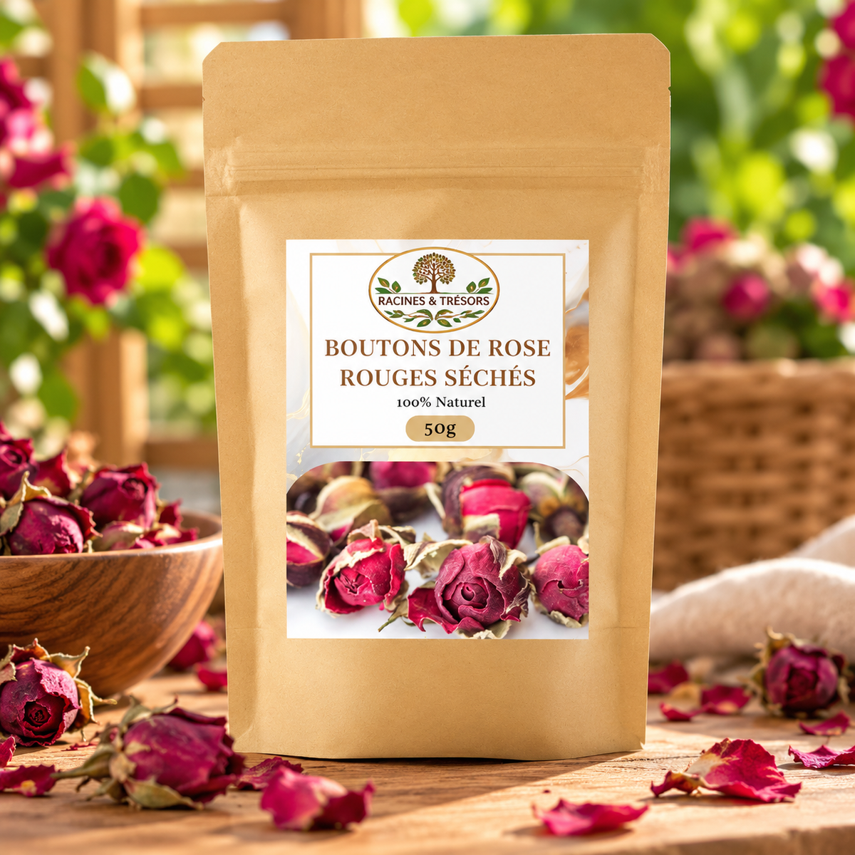 Boutons de Rose Rouges Séchés - 50g - Infusion