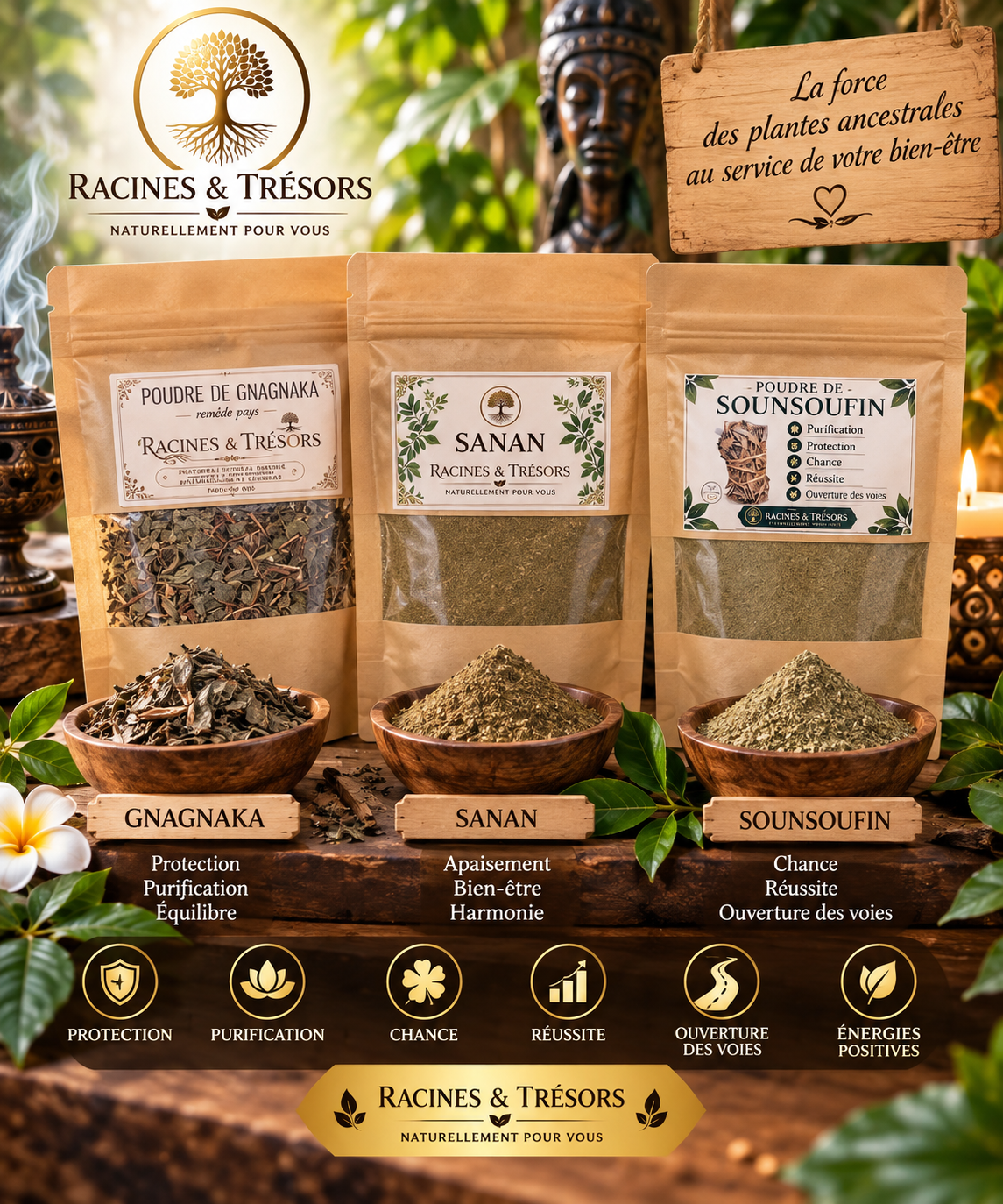 Trio de Plantes Spirituelles Gnagnaka • Sanan • Sounsoufin