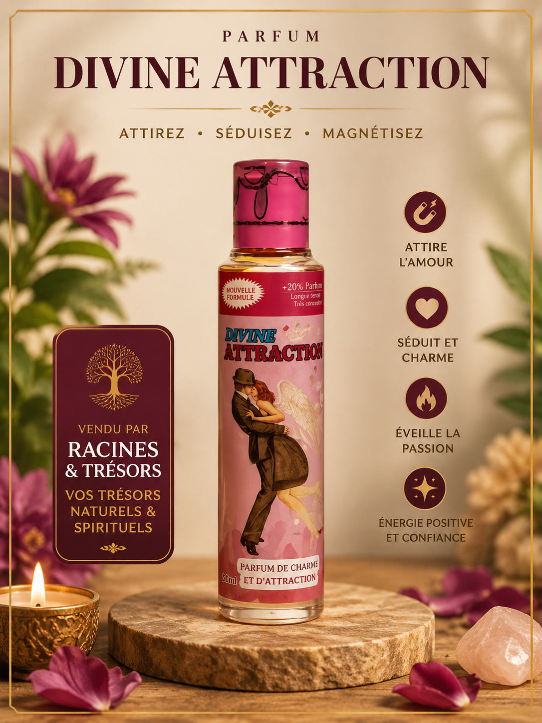 Parfum Spirituel Divine Attraction 50ml – Séduction, Amour & Attraction
