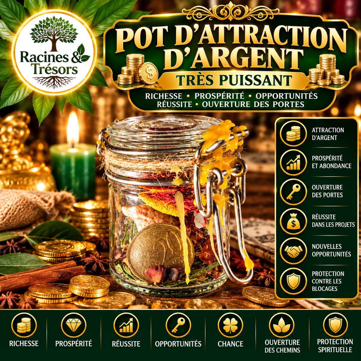 Pot rituel d’attraction financière – Prospérité symbolique