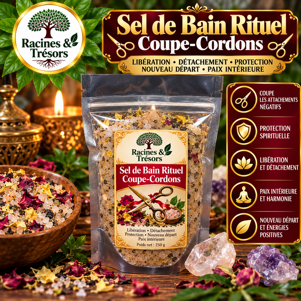 Sel de bain rituel coupe-cordons – Détachement & nouveau départ