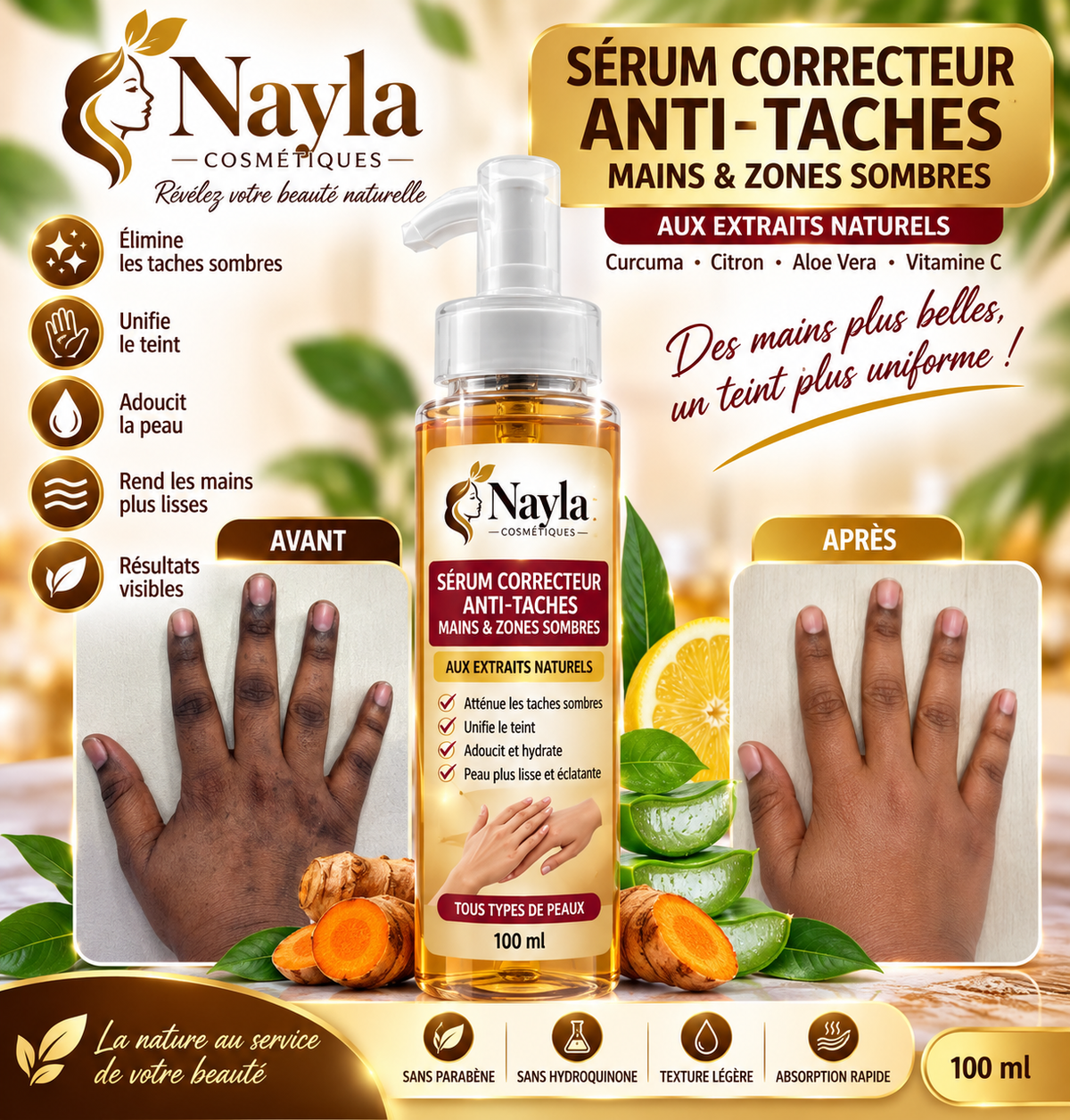 Sérum Correcteur Anti-Taches Mains & Zones Sombres – 100 ml