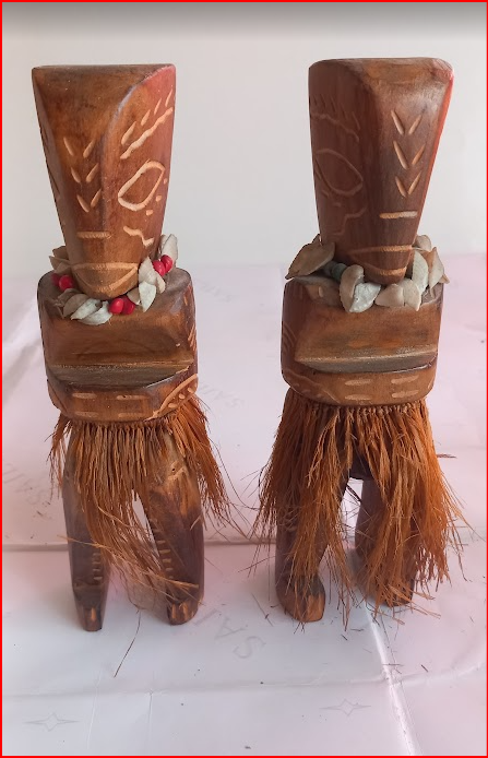 Lot de 2 Statues Africaines en Bois — Art Tribal & Décoration Traditionnelle