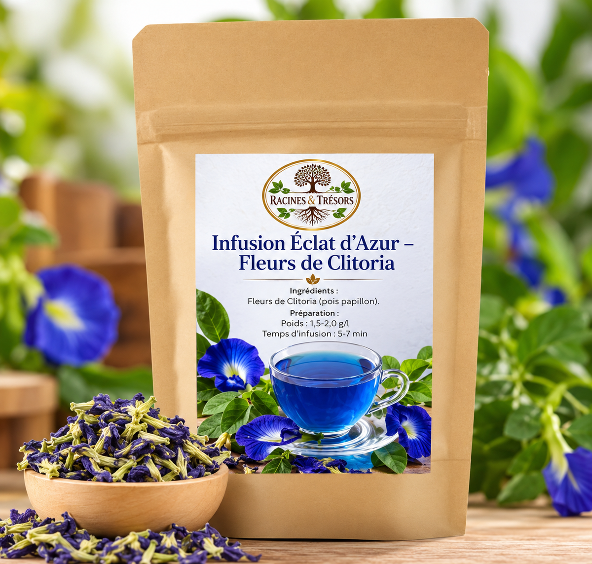 Infusion Éclat d’Azur – Fleurs de Clitoria