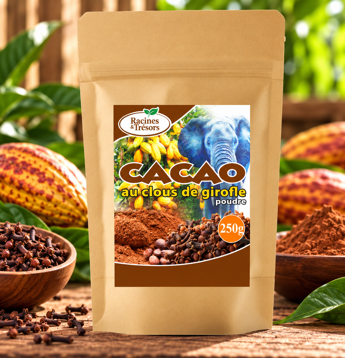 Poudre de Cacao aux Clous de Girofle, 250g, 100% Naturel
