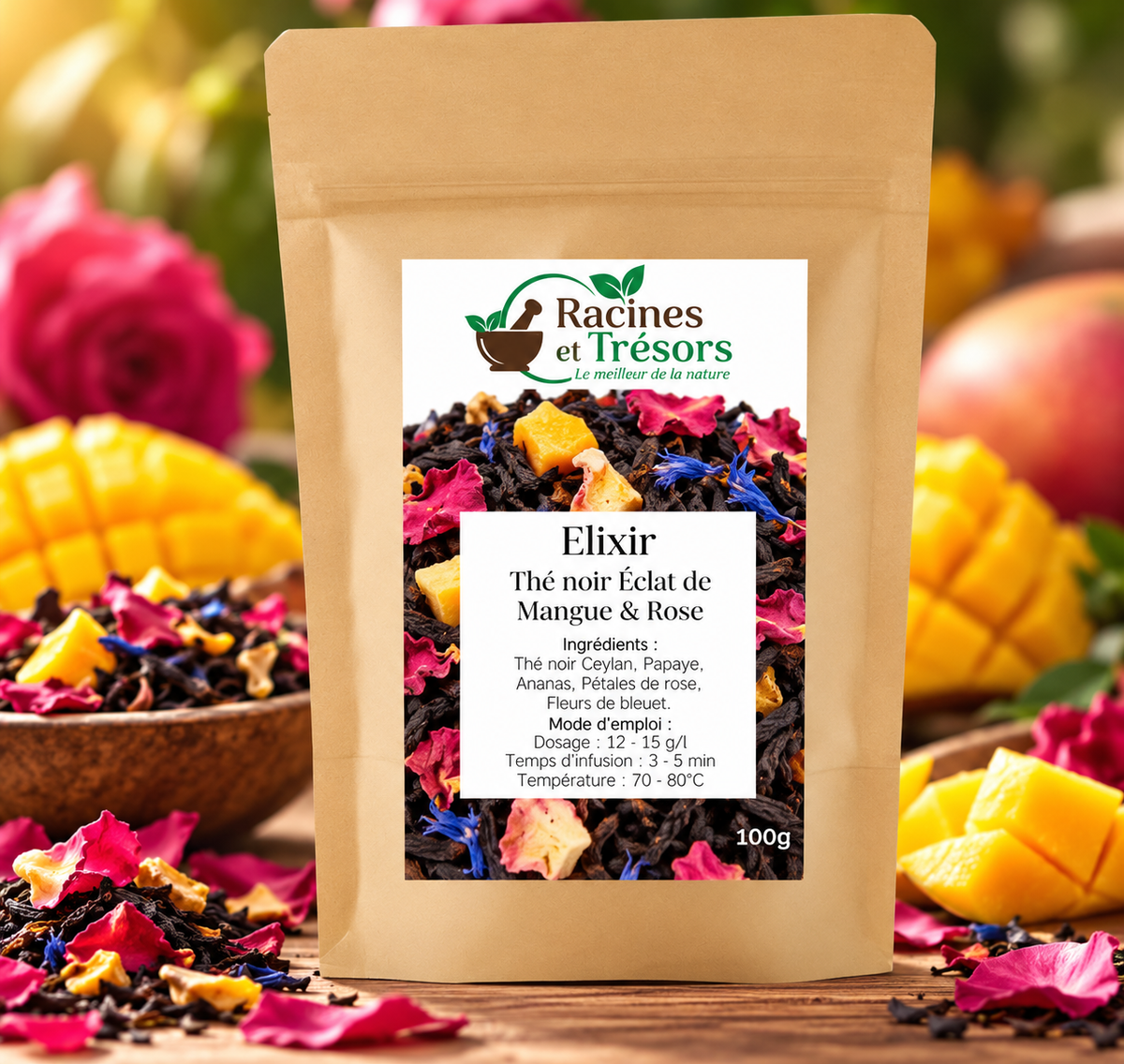 Elixir Thé noir Éclat de Mangue & Rose
