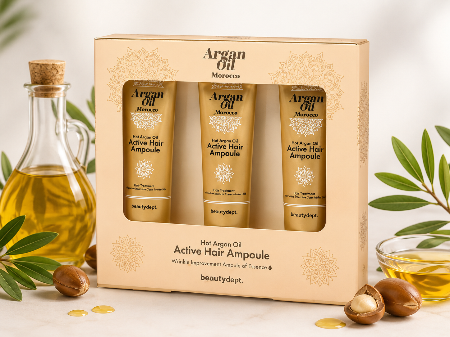 Coffret Ampoules Capillaires à l'Huile d'Argan du Maroc – Soin Intensif Réparateur