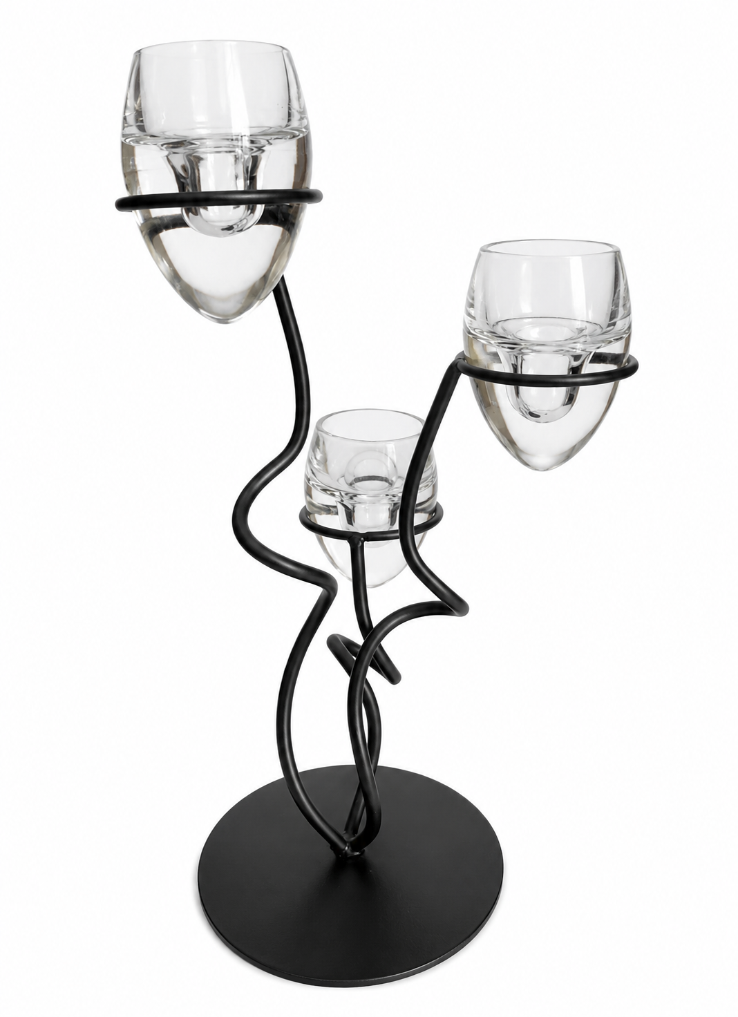 Bougeoir Design Triple en Métal et Verre