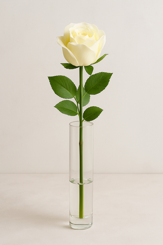 Rose Blanche Élégante en Vase Transparent