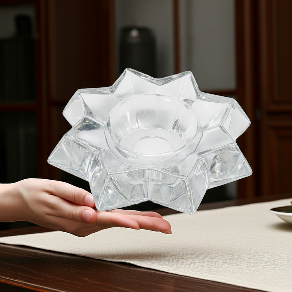 Bougeoir en Verre Étoilé — Élégance Cristalline
