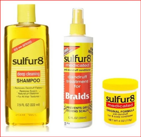SULFUR 8 — Lot 3 Anti-Pellicule (Shampooing + Pommade + Braid Spray)