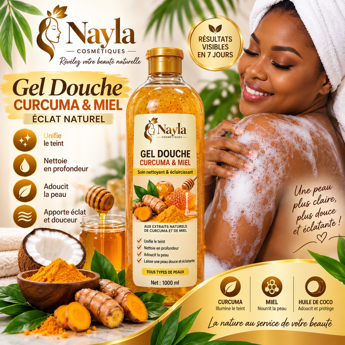 Gel Douche Curcuma & Miel – 500 ml
