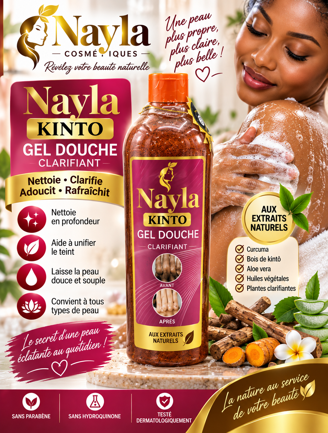 Gel Douche Clarifiant Nayla Kinto – 1 Litre