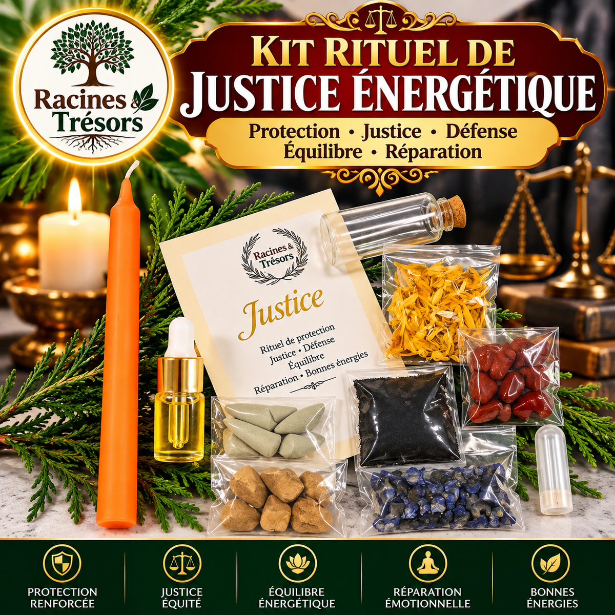 Kit rituel de justice énergétique – Protection et équilibre