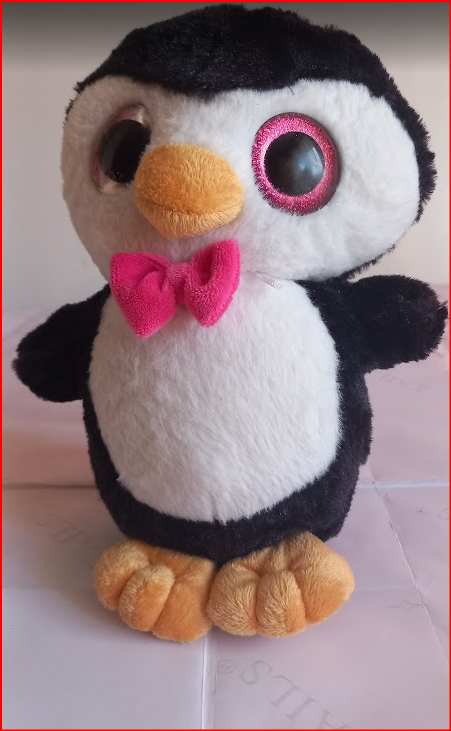 Peluche Pingouin Nœud Papillon Rose
