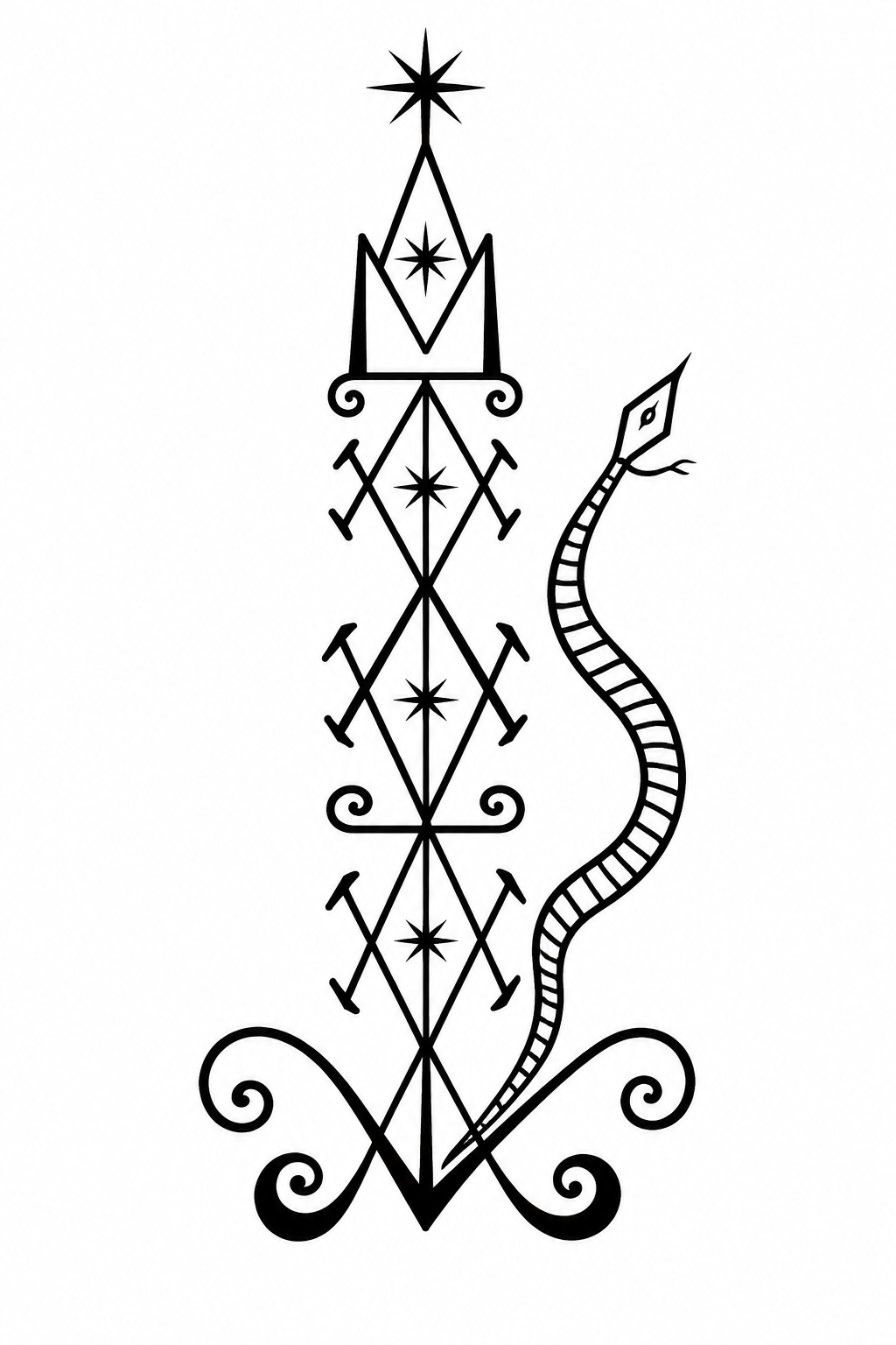 Vévé de Protection au Serpent Sacré – Symbole Spirituel Imprimable